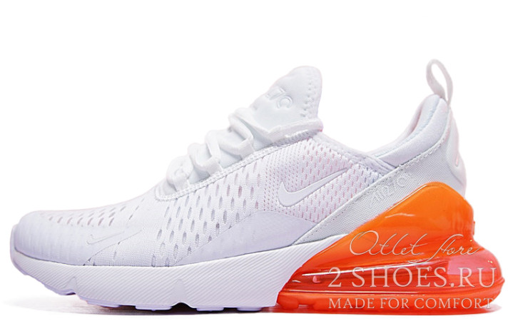 Кроссовки Nike Air Max 270 White Total Orange  белые