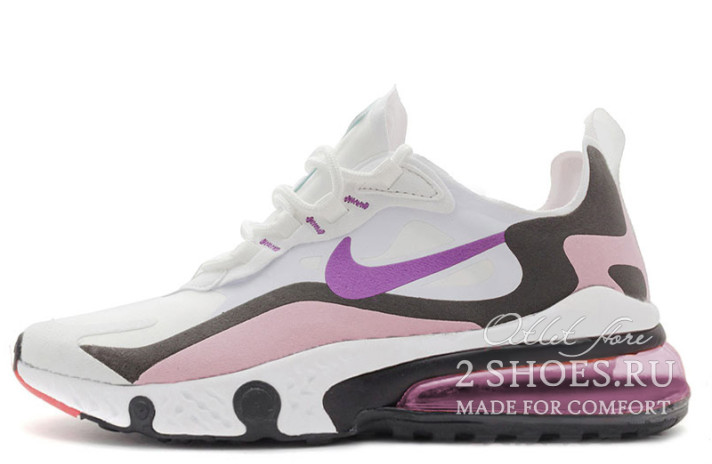 Кроссовки Nike Air Max 270 React Element White Purple  белые