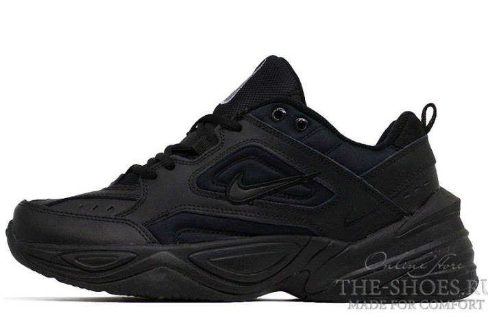 Кроссовки Nike M2K Tekno Triple Black AO3108-012 черные, кожаные