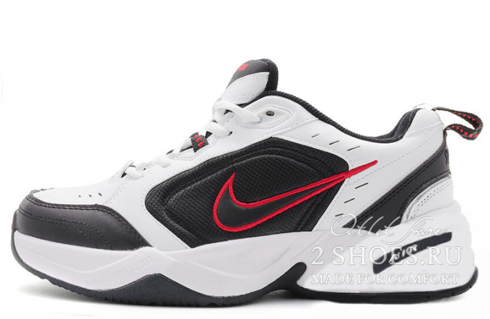 Кроссовки Nike Air Monarch 4 (IV) White Black Red  белые, кожаные