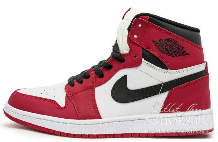 Кроссовки Nike Air Jordan 1 Mid Chicago 555088-101 белые, красные, кожаные