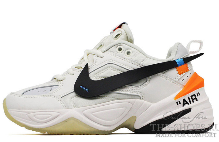 Кроссовки Nike M2K Tekno Off White  белые, кожаные