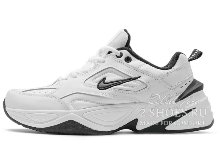 Кроссовки Nike M2K Tekno White Black  белые, кожаные