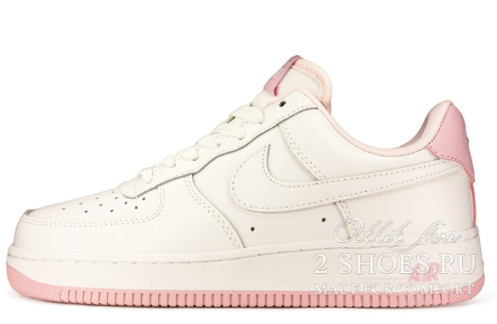 Кроссовки Nike Air Force 1 White Iced Lilac Pink CD6915-100 белые, кожаные, фото 1