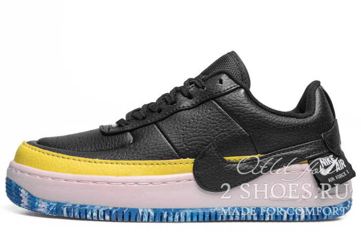 Кроссовки Nike Air Force 1 Jester XX Black Sonic Arctic Orange  черные, кожаные