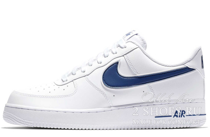 Кроссовки Nike Air Force 1 Low White Blue AO2423-103 белые, кожаные