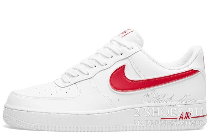 Кроссовки Nike Air Force 1 Low White Red AO2423-102 белые, кожаные