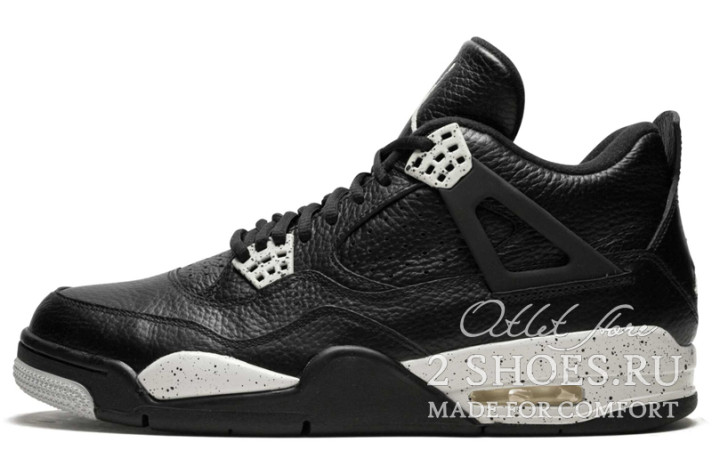 Кроссовки Nike Air Jordan 4 (IV) Black Is Oreo 314254-003 черные, кожаные