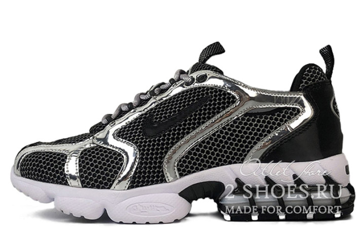 Кроссовки Nike Air Zoom Spiridon Cage 2 Stussy Platinum Black CU1854-001 черные