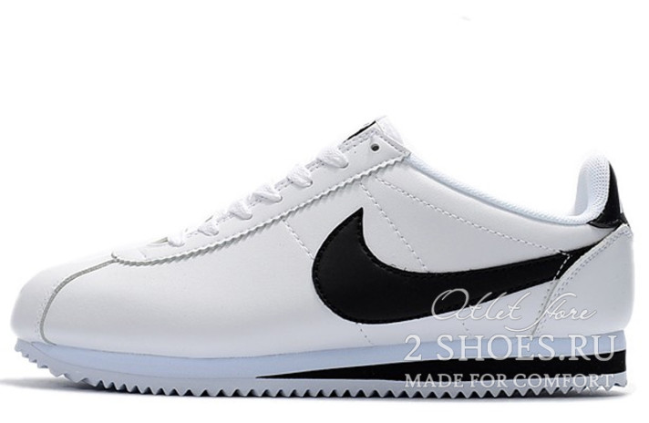 Кроссовки Nike Cortez Leather White Black 819719-100 белые, кожаные