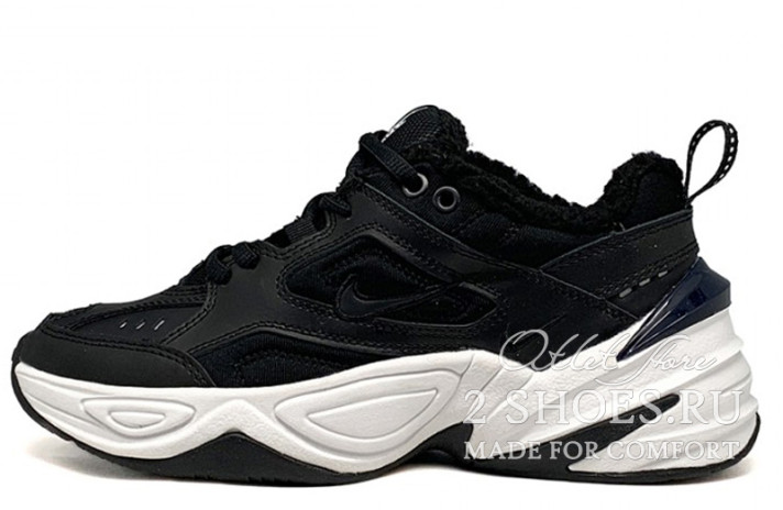 Кроссовки Nike M2K Tekno Winter Black Obsidian  черные, кожаные