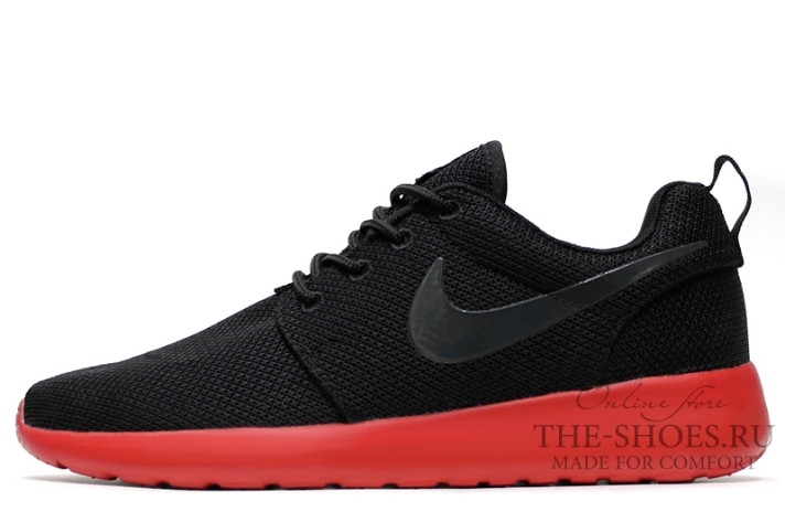 Кроссовки Nike Roshe Run Red Black  черные