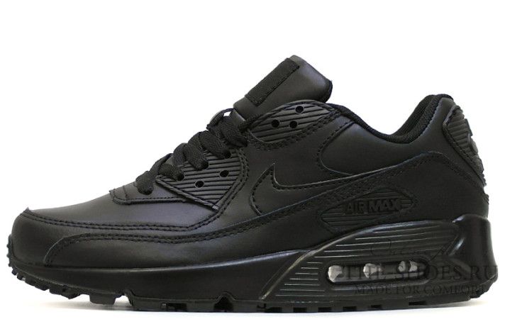 Кроссовки Nike Air Max 90 Leather Black Full CZ5594-001 черные, кожаные