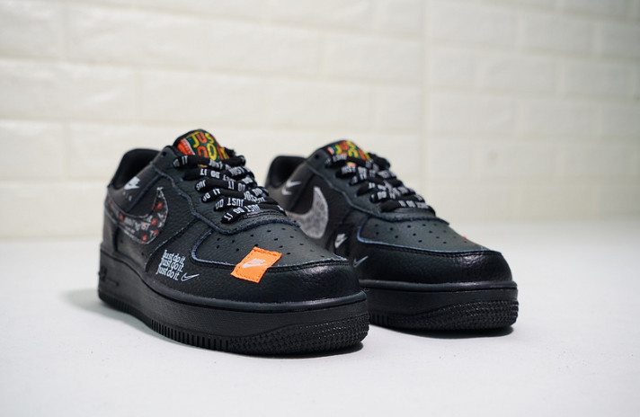 Кроссовки Nike Air Force 1 Low Just Do It Black  черные, оранжевые, фото 2