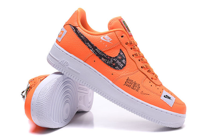 Кроссовки Nike Air Force 1 Low Just Do It Total Orange AR7719-800 оранжевые, кожаные, фото 2