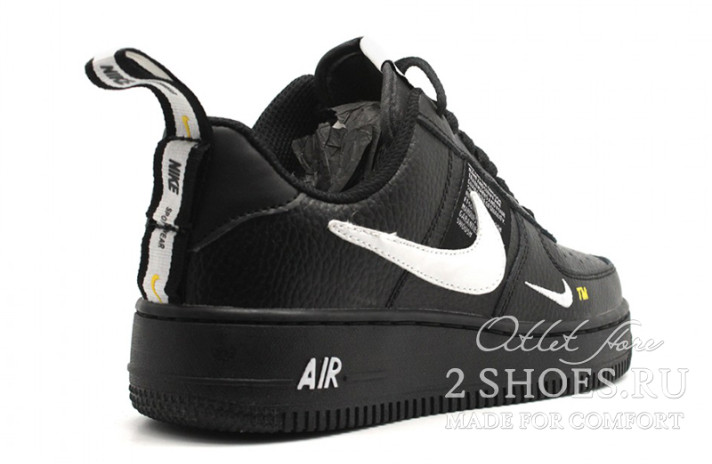 Кроссовки Nike Air Force 1 Low LV8 Utility Black AJ7747-001 черные, кожаные, фото 2