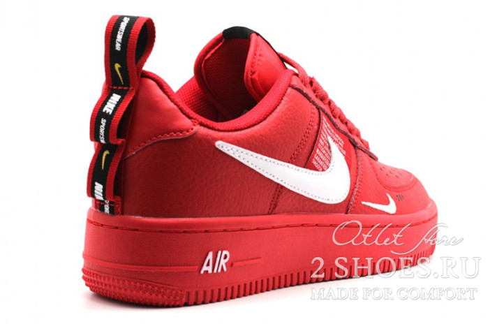 Кроссовки Nike Air Force 1 Low LV8 Utility Red AJ7747-800 красные, кожаные, фото 2