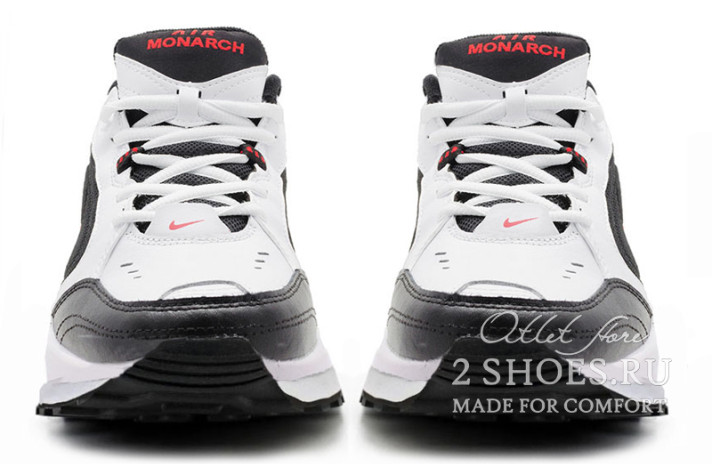 Кроссовки Nike Air Monarch 4 (IV) White Black Red  белые, кожаные, фото 2