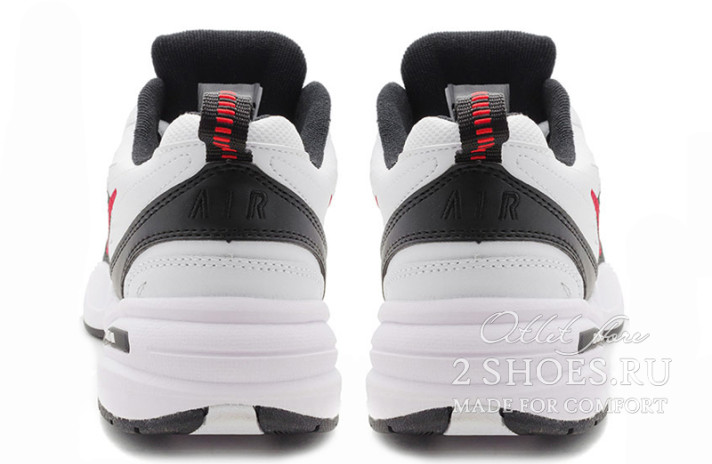 Кроссовки Nike Air Monarch 4 (IV) White Black Red  белые, кожаные, фото 3