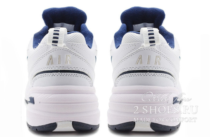 Кроссовки Nike Air Monarch 4 (IV) White Blue 415445-102 белые, кожаные, фото 3