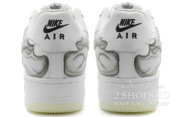 Кроссовки Nike Air Force 1 Low Skeleton Halloween White BQ7541-100 белые, кожаные, фото 3