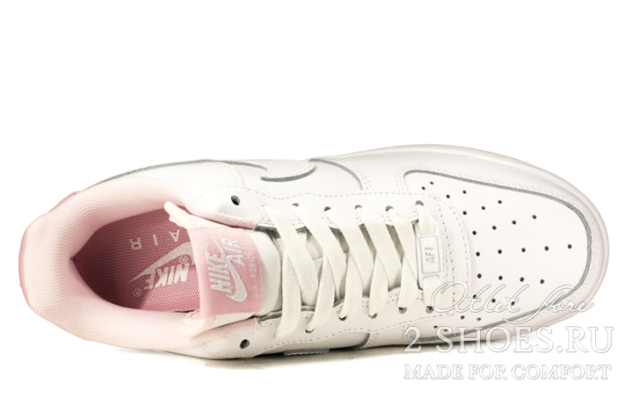 Кроссовки Nike Air Force 1 White Iced Lilac Pink CD6915-100 белые, кожаные, фото 3