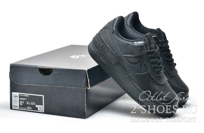 Кроссовки Nike Air Force 1 Low Shadow Black CI0919-001 черные, кожаные, фото 5