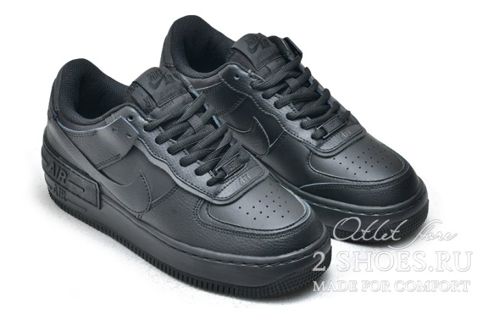 Кроссовки Nike Air Force 1 Low Shadow Black CI0919-001 черные, кожаные, фото 1