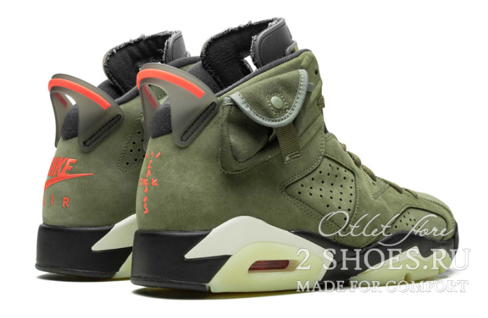 Кроссовки Nike Air Jordan 6 (VI) Travis Scott Olive Green CN1084-200 зеленые, фото 2