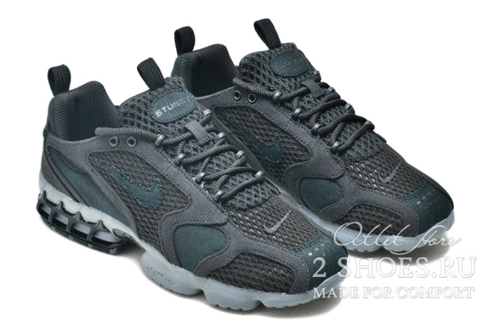 Кроссовки Nike Air Zoom Spiridon Cage 2 Stussy Black Cool Grey CQ5486-001 черные, фото 1