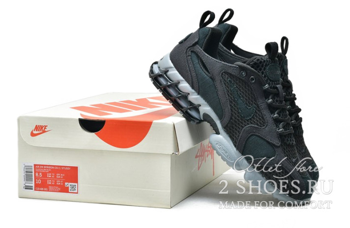 Кроссовки Nike Air Zoom Spiridon Cage 2 Stussy Black Cool Grey CQ5486-001 черные, фото 5