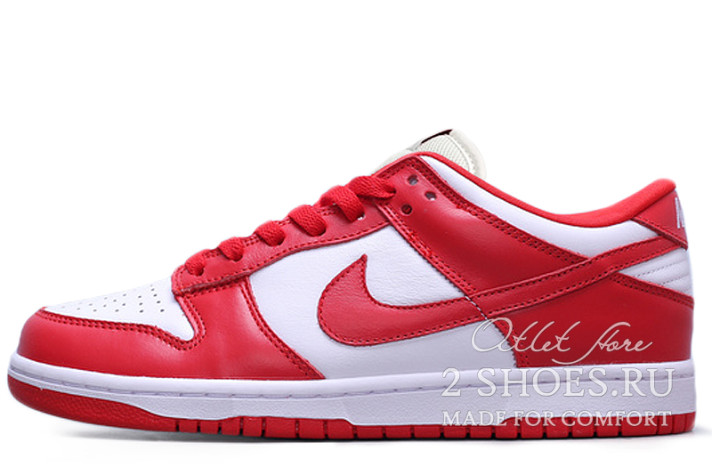 Кроссовки Nike Dunk SB Low University Red CU1727-100 красные, кожаные