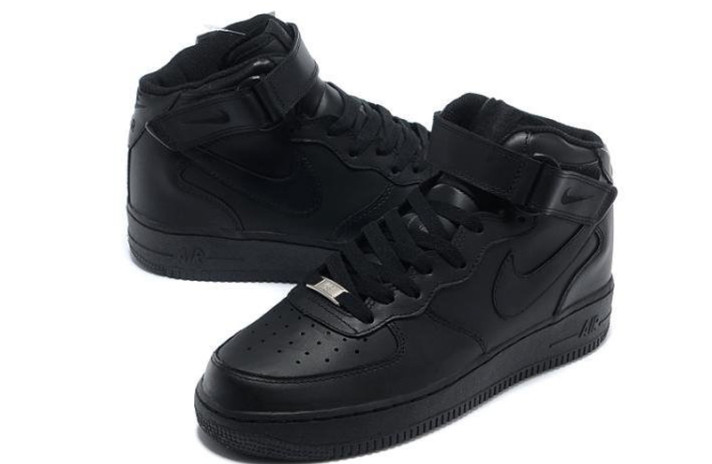 Кроссовки Nike Air Force 1 Mid Winter Black Leather  черные, кожаные, фото 1