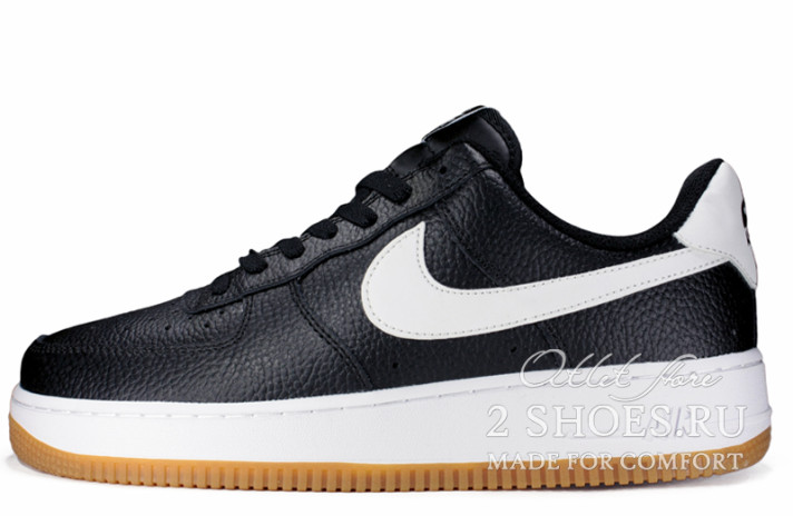 Кроссовки Nike Air Force 1 Low Black White Gum CI0057-002 черные, кожаные, фото 1