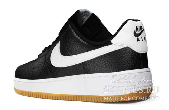 Кроссовки Nike Air Force 1 Low Black White Gum CI0057-002 черные, кожаные, фото 2