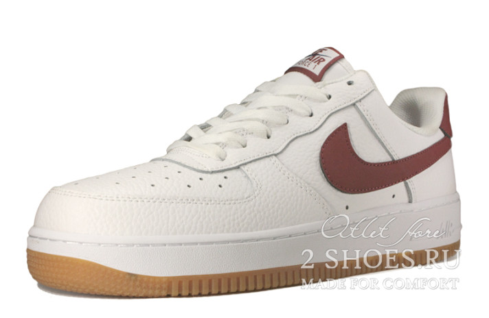 Кроссовки Nike Air Force 1 Low White Gum Medium Brown CI0057-101 белые, кожаные, фото 1
