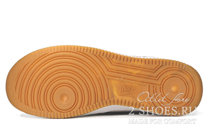 Кроссовки Nike Air Force 1 Low White Gum Medium Brown CI0057-101 белые, кожаные, фото 3