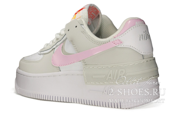 Кроссовки Nike Air Force 1 Shadow Photon Dust Pink Foam CZ0370-100 серые, кожаные, фото 2