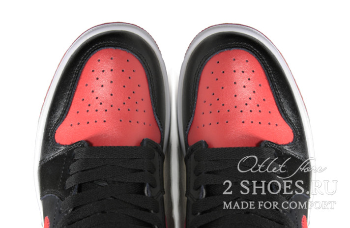 Кроссовки Nike Air Jordan 1 High Bred Banned Black Red 555088-001 черные, красные, кожаные, фото 3