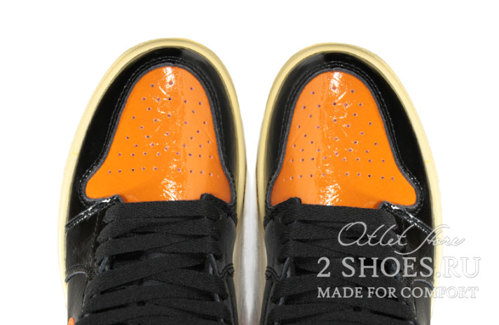Кроссовки Nike Air Jordan 1 High Shattered Backboard 3.0 555088-028 черные, оранжевые, кожаные, фото 3