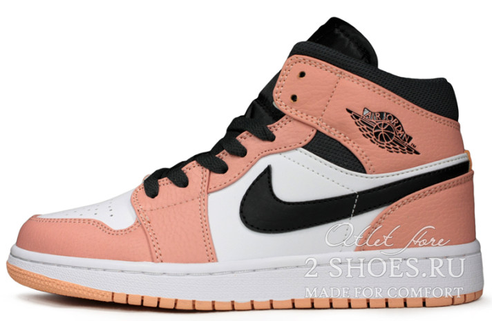 Кроссовки Nike Air Jordan 1 Mid Pink Quartz 555112-603 розовые, кожаные