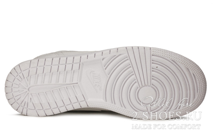 Кроссовки Nike Air Jordan 1 Mid Triple White 554724-130 белые, кожаные, фото 3