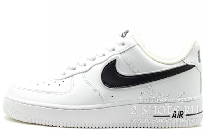 Кроссовки Nike Air Force 1 Low White Black CJ0952-100 белые, кожаные