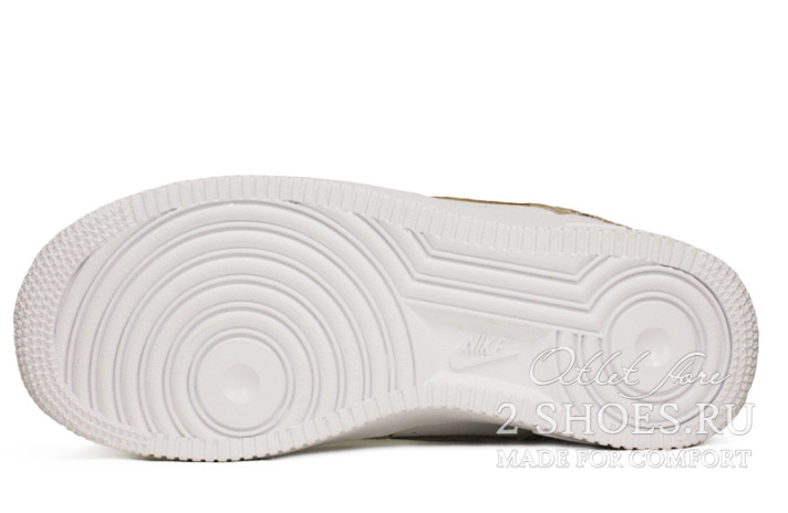 Кроссовки Nike Air Force 1 Low White Cocoa Snake  белые, бежевые, кожаные, фото 4
