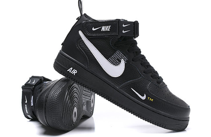 Кроссовки Nike Air Force 1 Mid LV8 Utility Winter Black  черные, кожаные, фото 2