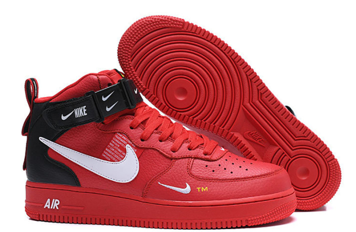 Кроссовки Nike Air Force 1 Mid LV8 Utility Winter Red  красные, кожаные, фото 2