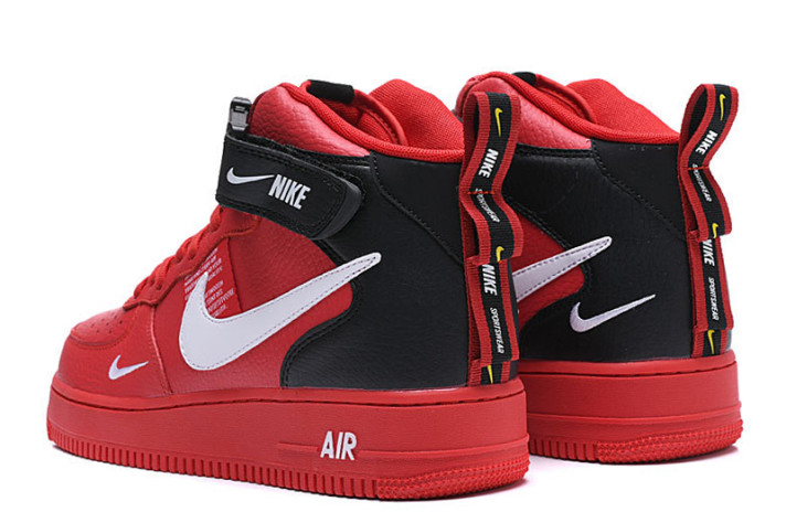 Кроссовки Nike Air Force 1 Mid LV8 Utility Winter Red  красные, кожаные, фото 3
