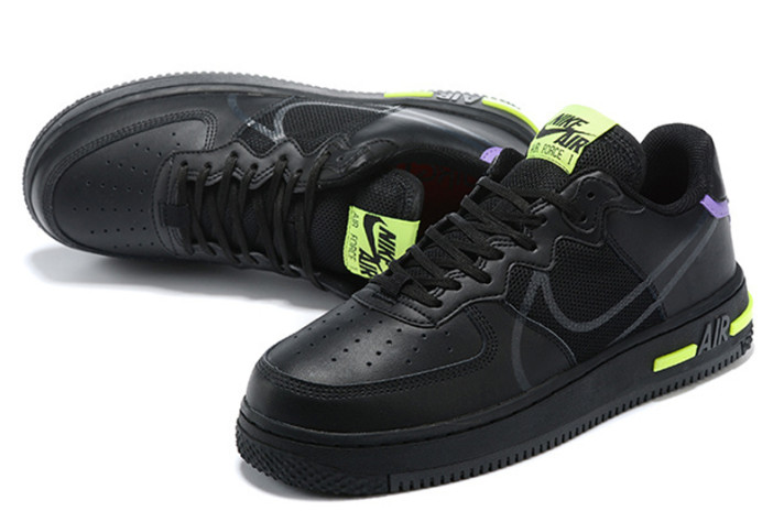 Кроссовки Nike Air Force 1 React Black Anthracite CD4366-001 черные, кожаные, фото 1