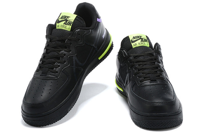 Кроссовки Nike Air Force 1 React Black Anthracite CD4366-001 черные, кожаные, фото 3