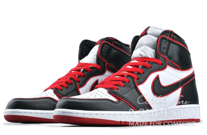 Кроссовки Nike Air Jordan 1 High Bloodline 555088-062 черные, кожаные, фото 1